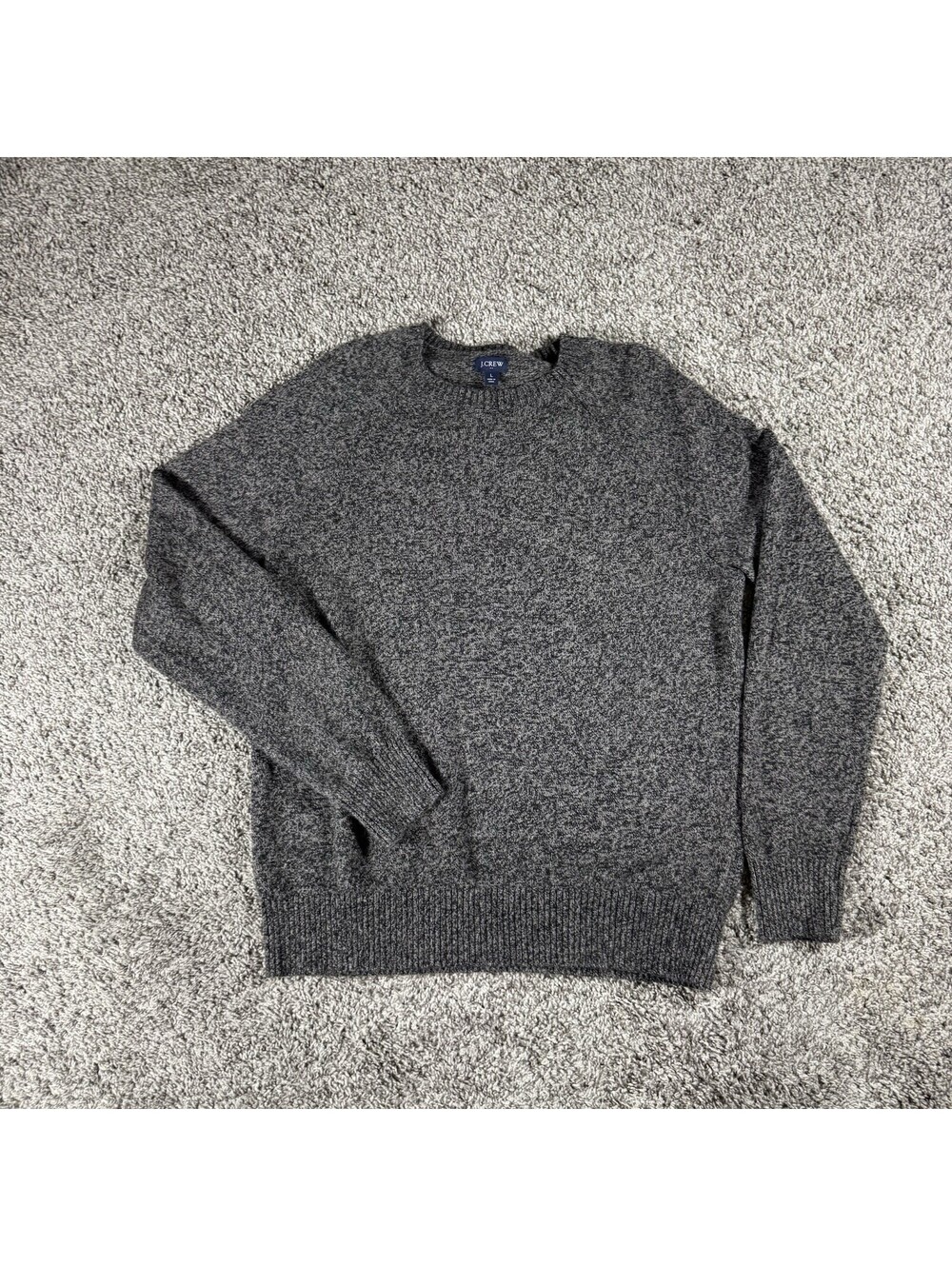 J.Crew Sweater Mens L Gray Solid Premium Lambswool Crewneck Knit Pullover